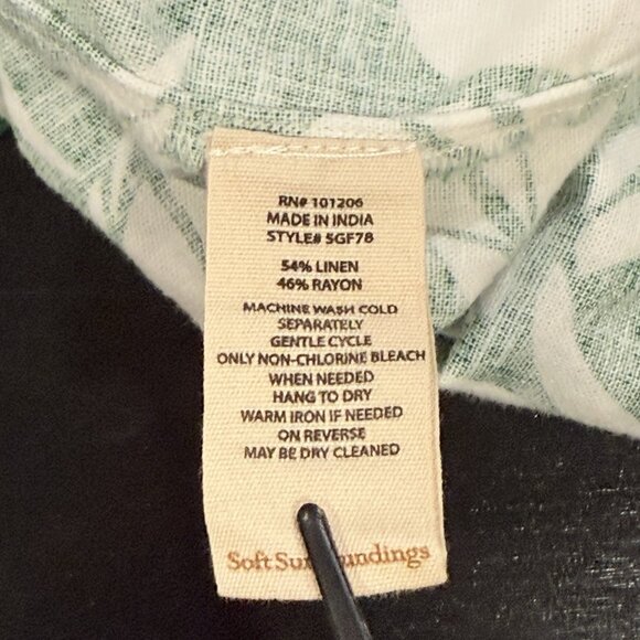 Soft Surroundings Linen Blend Green Steffi Tropical Tiered Maxi Dress Womens 1X - Picture 11 of 15